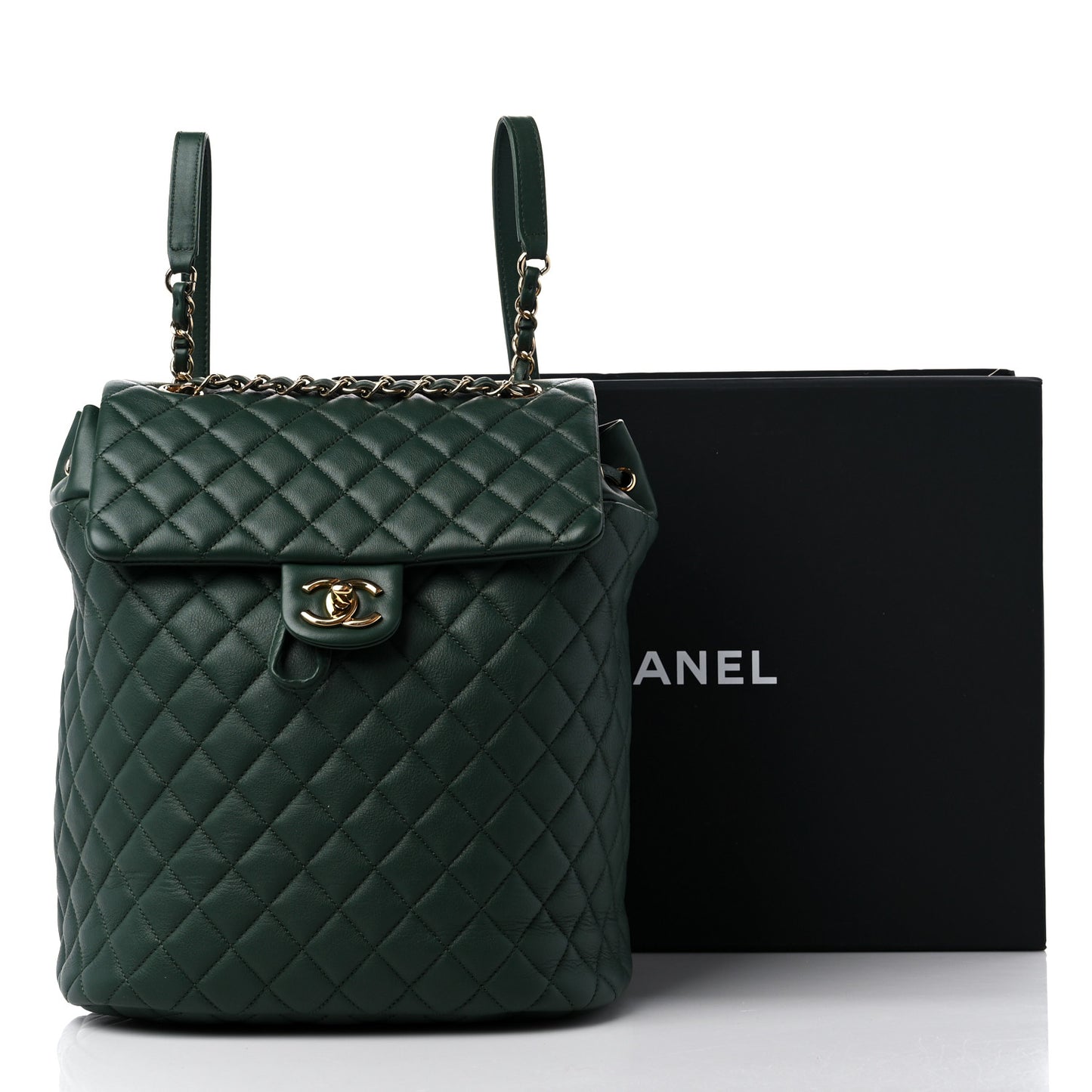 Calfskin Quilted Large Urban Spirit Backpack Dark Green