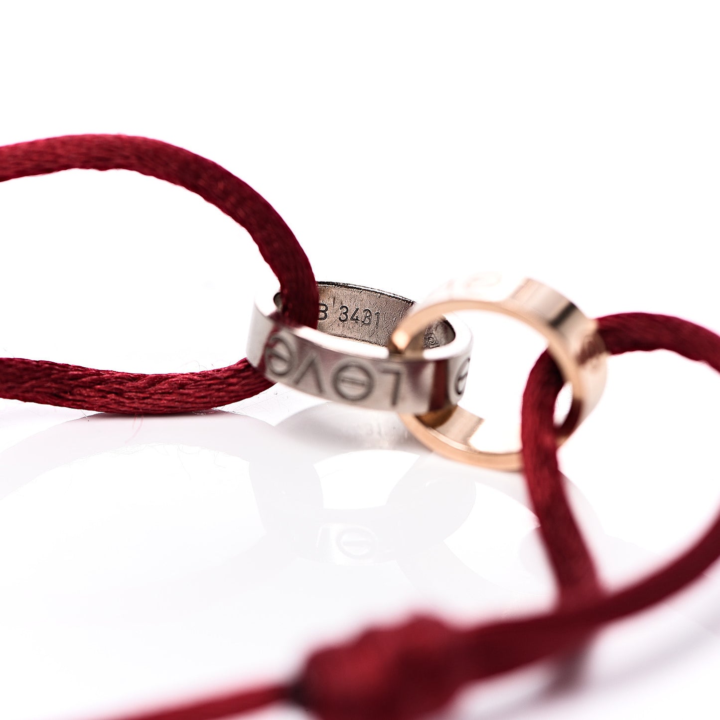 18K Pink White Gold Love Bracelet Red