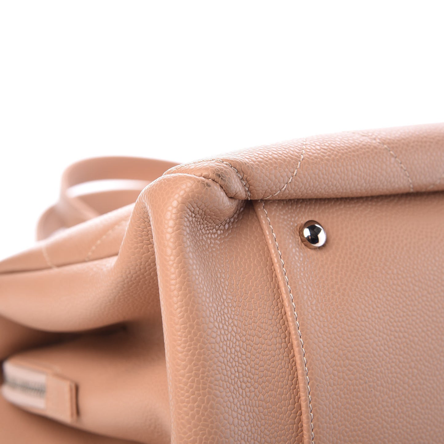 Soft Caviar Quilted Large CC Timeless Tote Beige