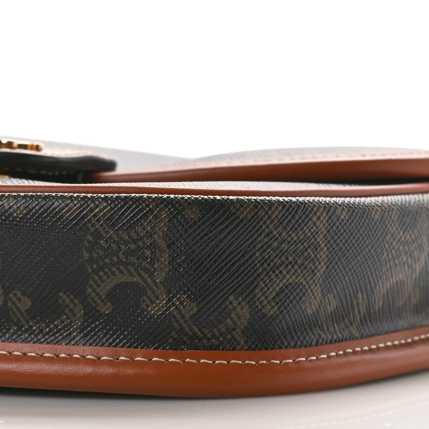 Canvas Calfskin Triomphe Mini Besace Tan