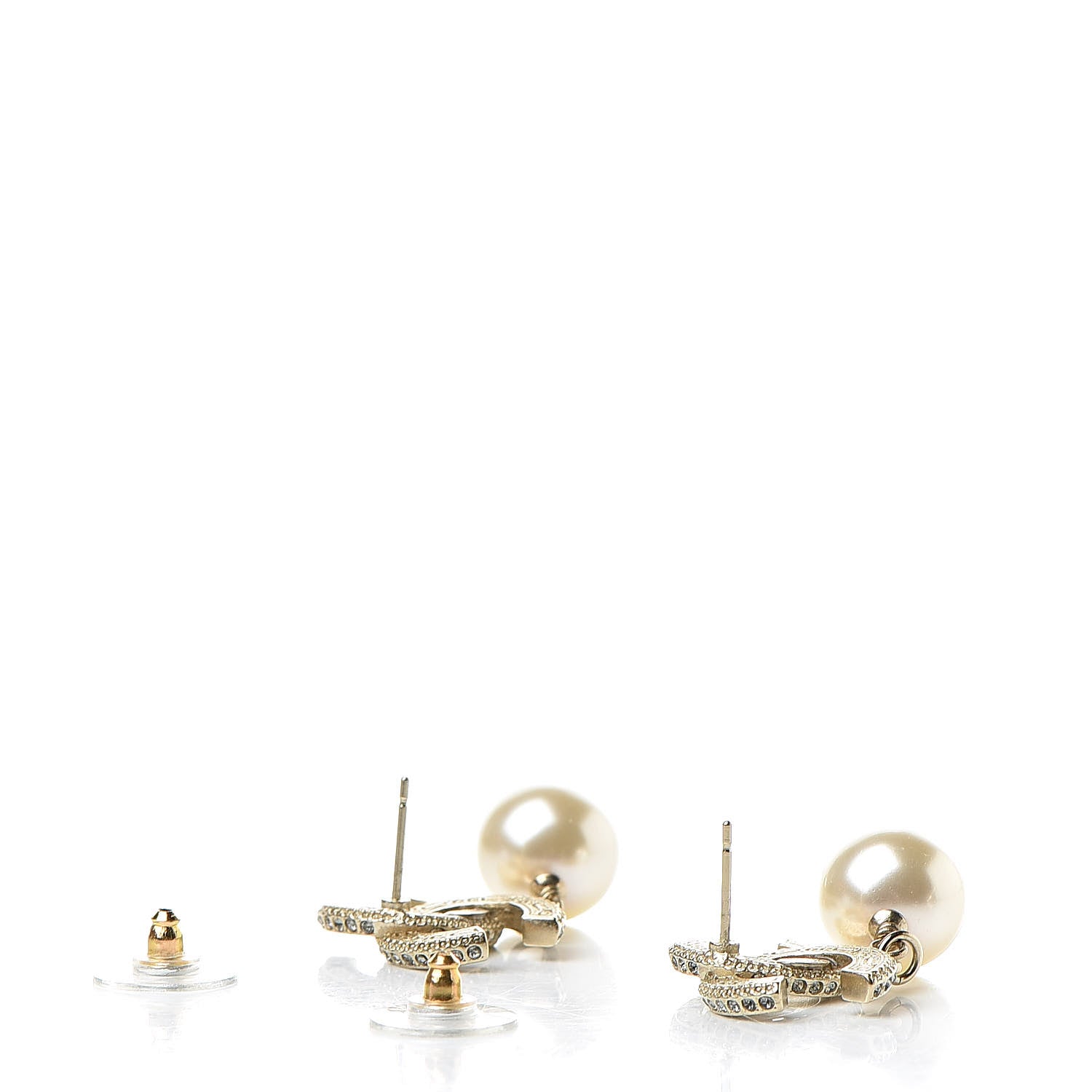 Chanel Baguette Crystal Pearl CC Drop Earrings Gold Black 3 of 4
