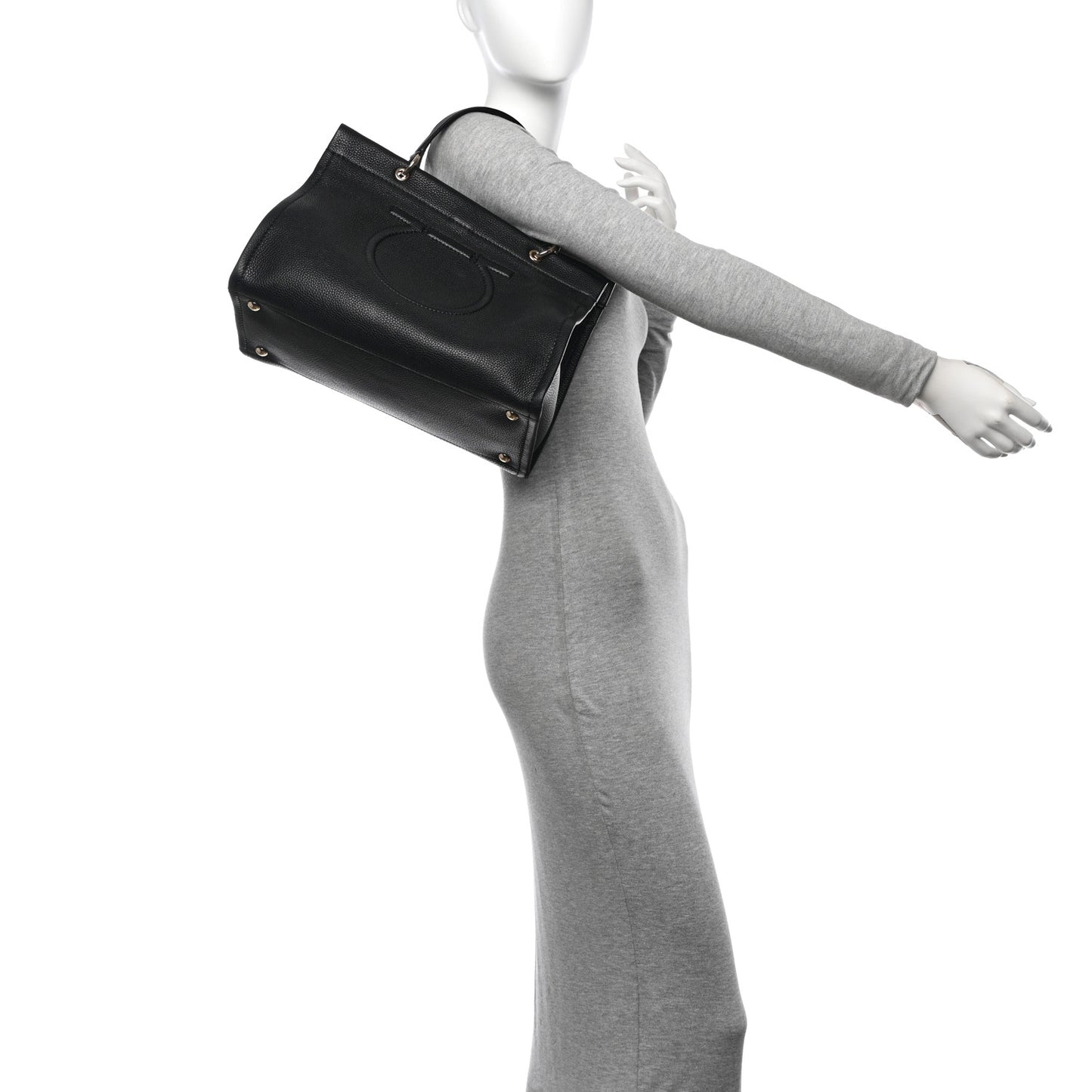 Grained Calfskin Medium Meera Tote Black