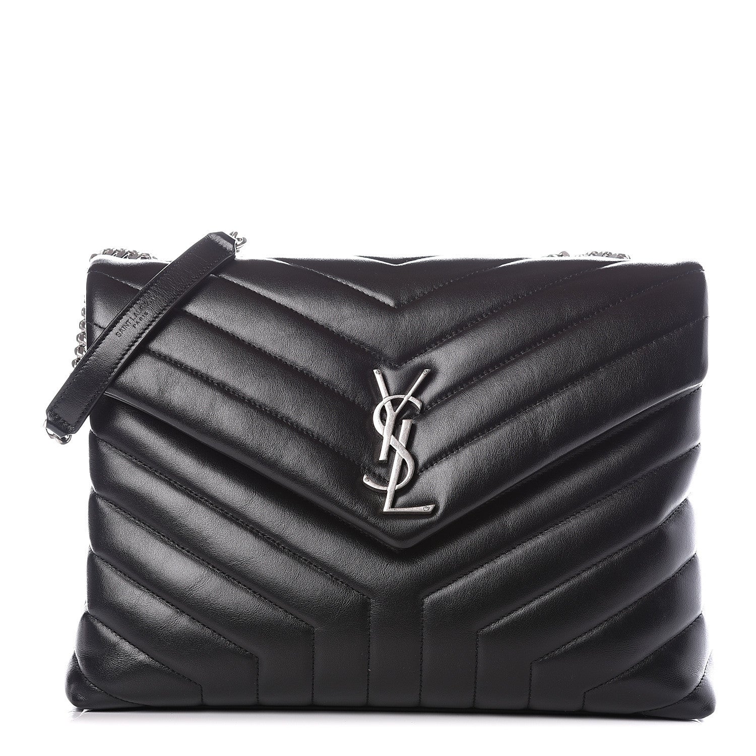 Saint Laurent Calfskin Y Quilted Monogram Medium Loulou Chain Satchel Black 1 of 13