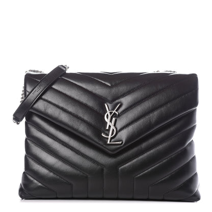 Saint Laurent Calfskin Y Quilted Monogram Medium Loulou Chain Satchel Black 1 of 13