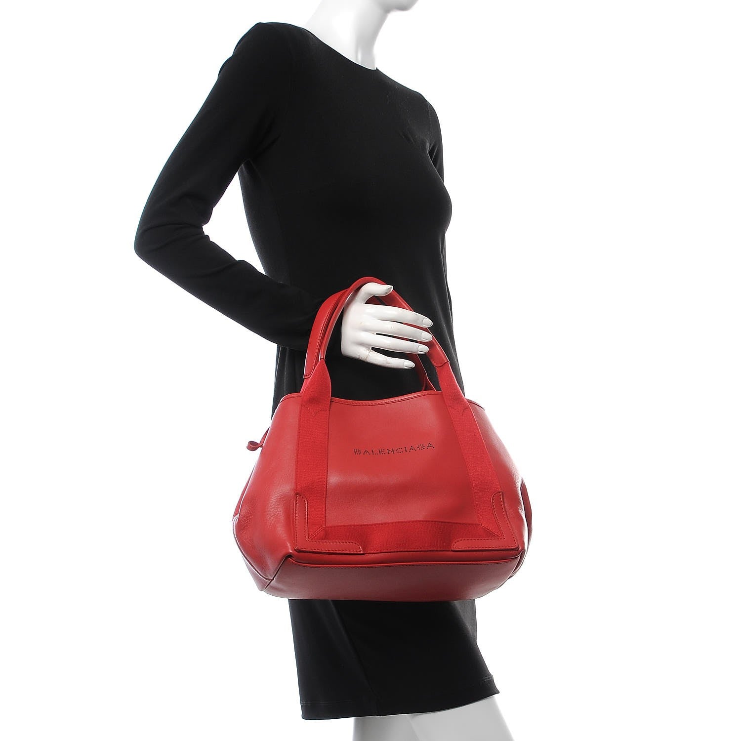 Balenciaga Matte Veau Lisse Perforated S Navy Cabas Rouge Vermillon 2 of 9