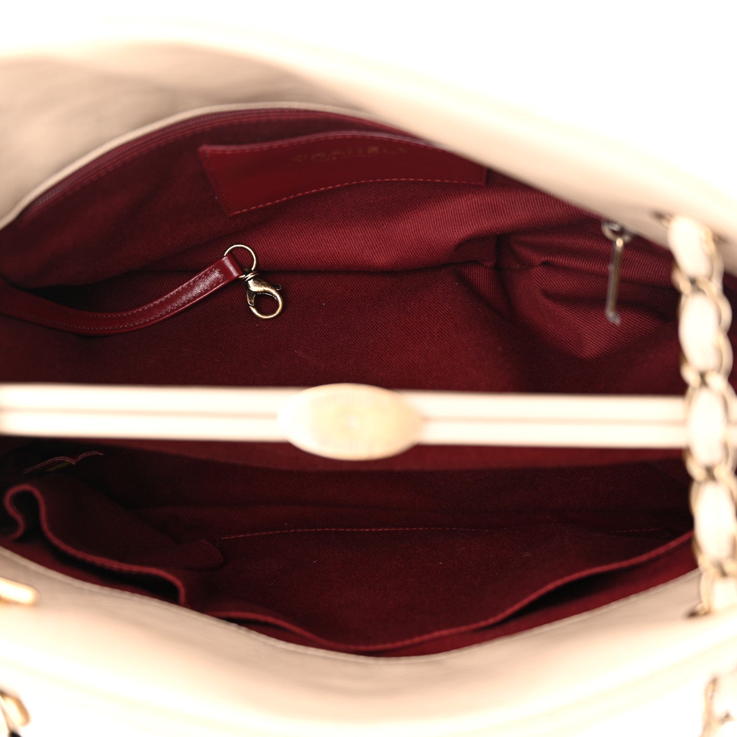 Chanel Aged Calfskin Large Just Mademoiselle Bowling Bag Beige 5 of 14