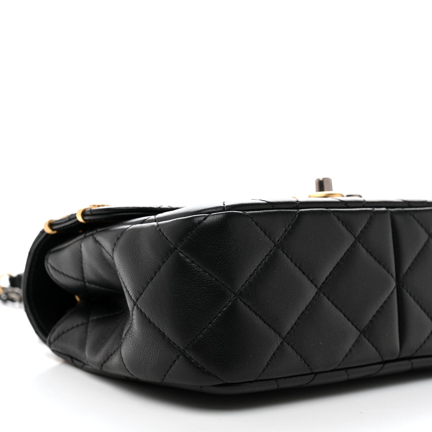 Lambskin Quilted Small Coco Clips Single Flap Black