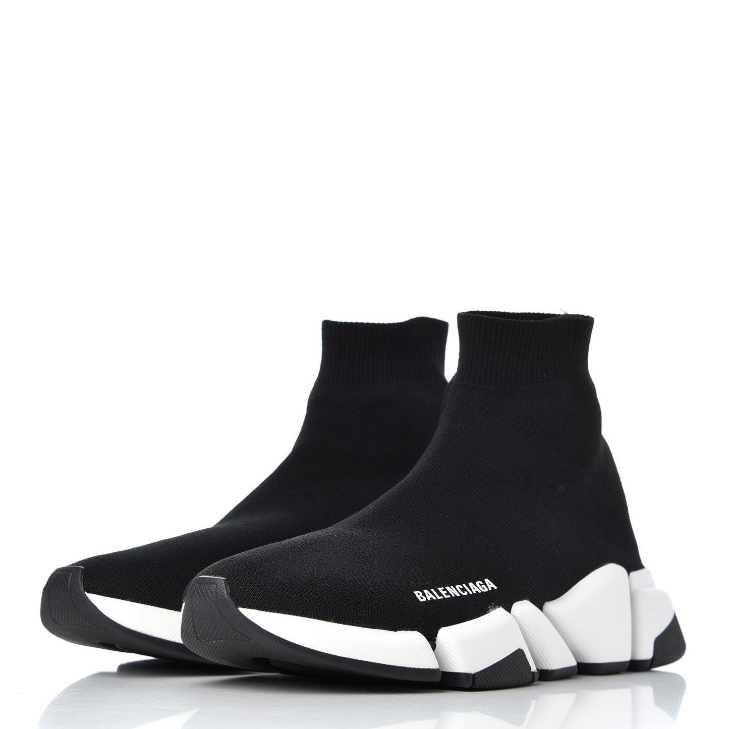 Technical 3D Recycled Knit Bi-Color Sole Mens Speed 2.0 Sneakers 39 Black White