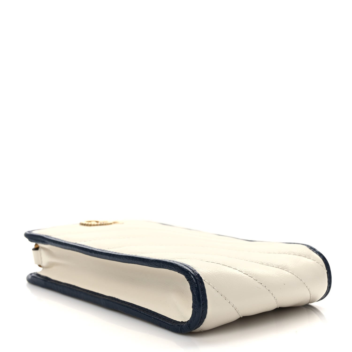 Gucci Vintage Effect Calfskin Matelasse Diagonal Torchon GG Marmont Phone Crossbody Bag Mystic White Blue Agata 4 of 10
