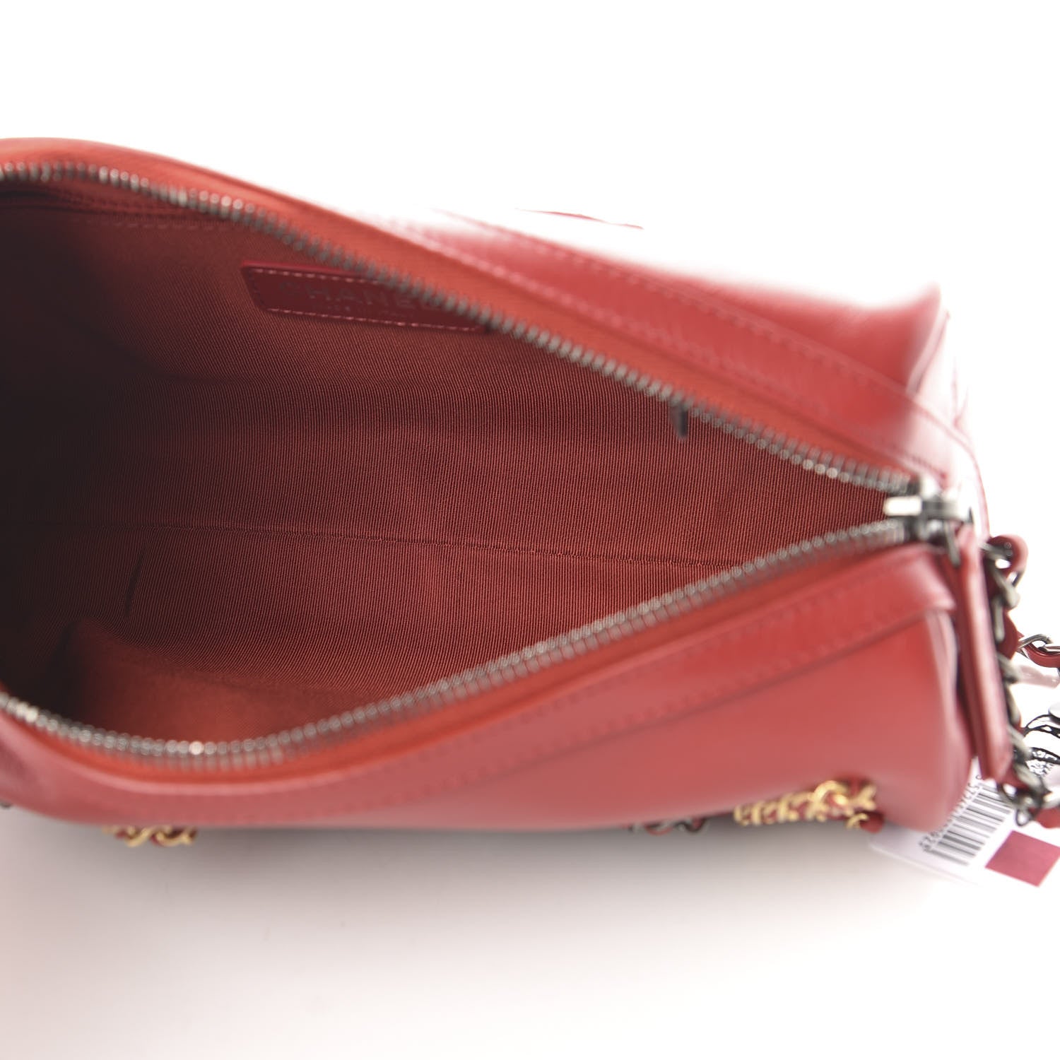 Chanel Calfskin Chain 20s Signature Bowling Bag Red 5 of 10