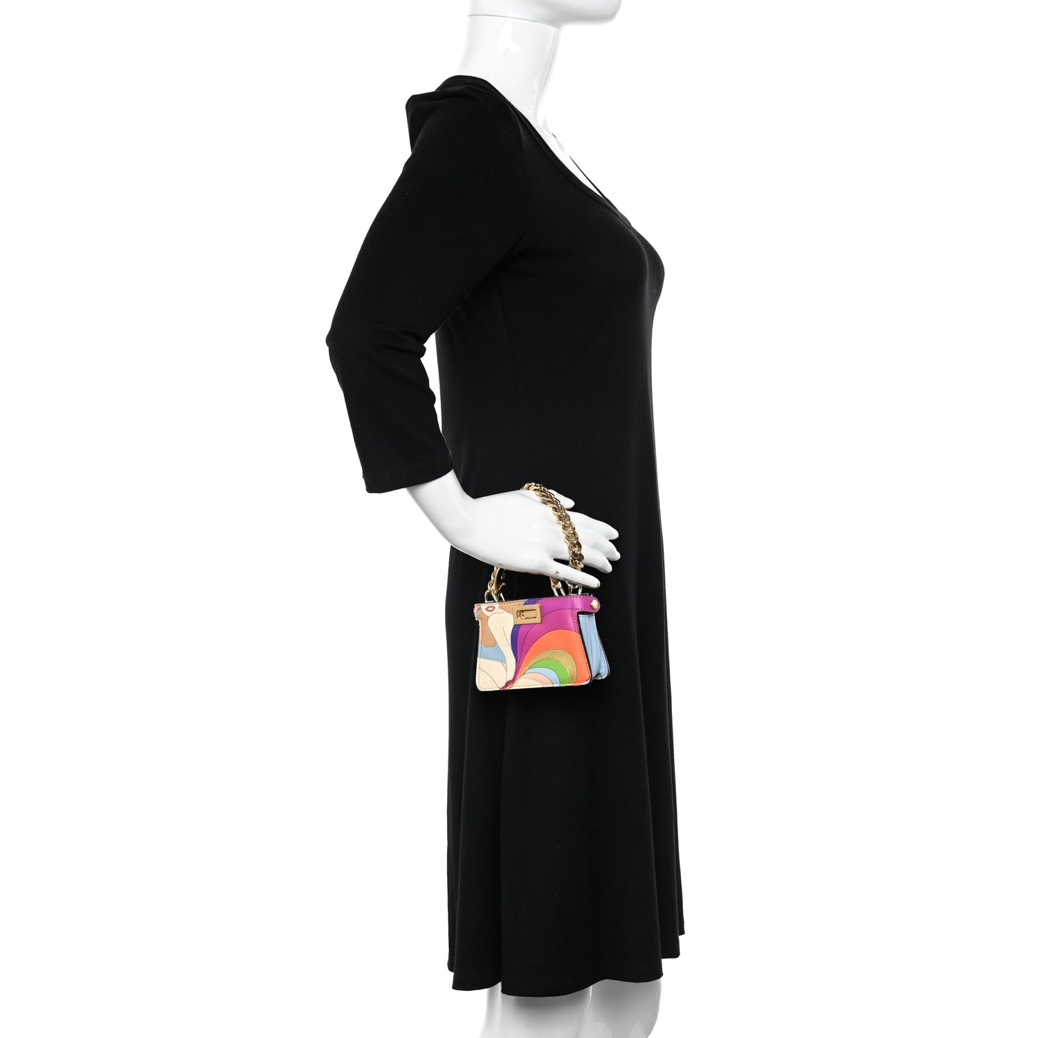 Fendi Nappa Rainbow Inlay Nano Peekaboo Maxi Handle Satchel Azzurro Baby Multicolor 2 of 11