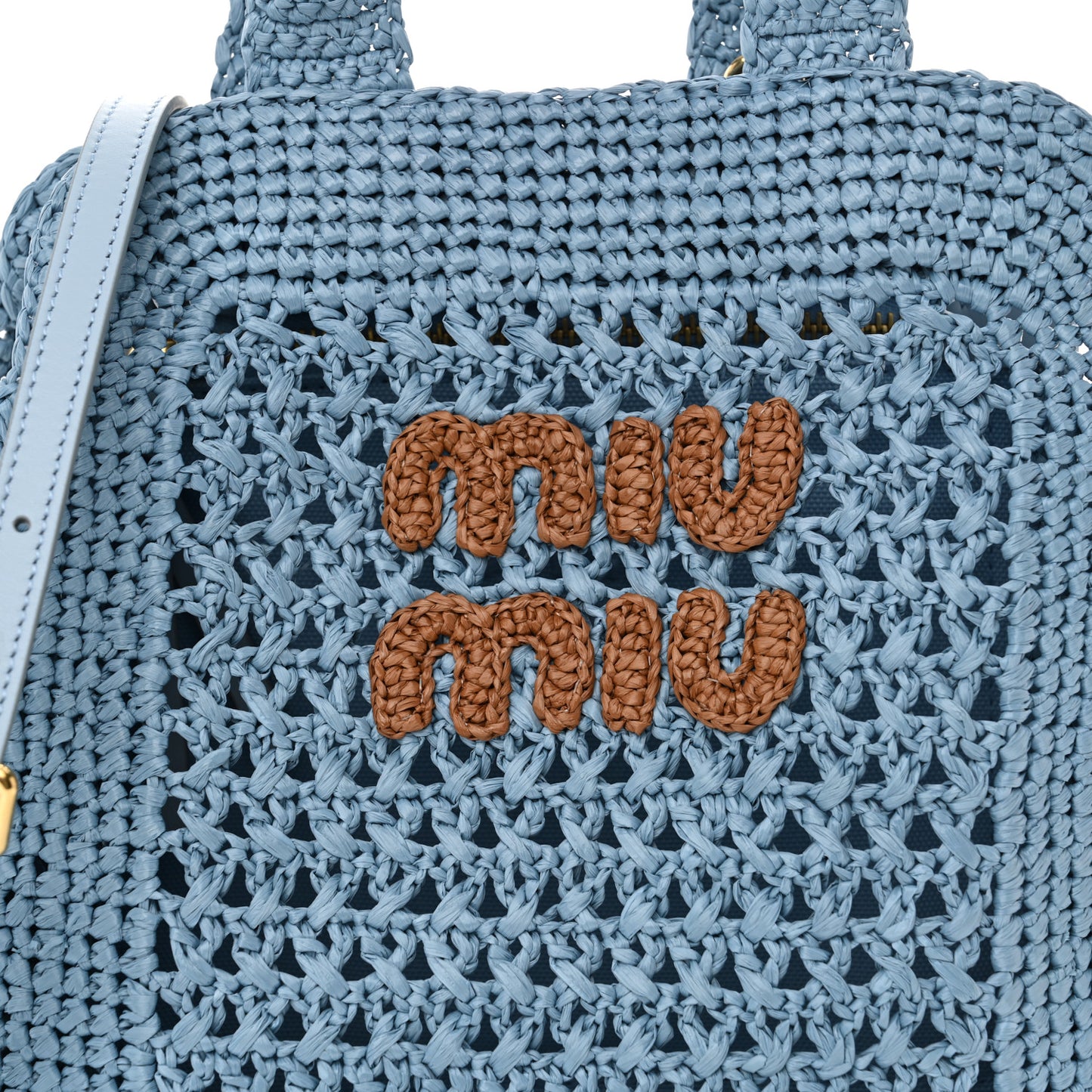 Raffia Crochet Woven Tote Bag Blue