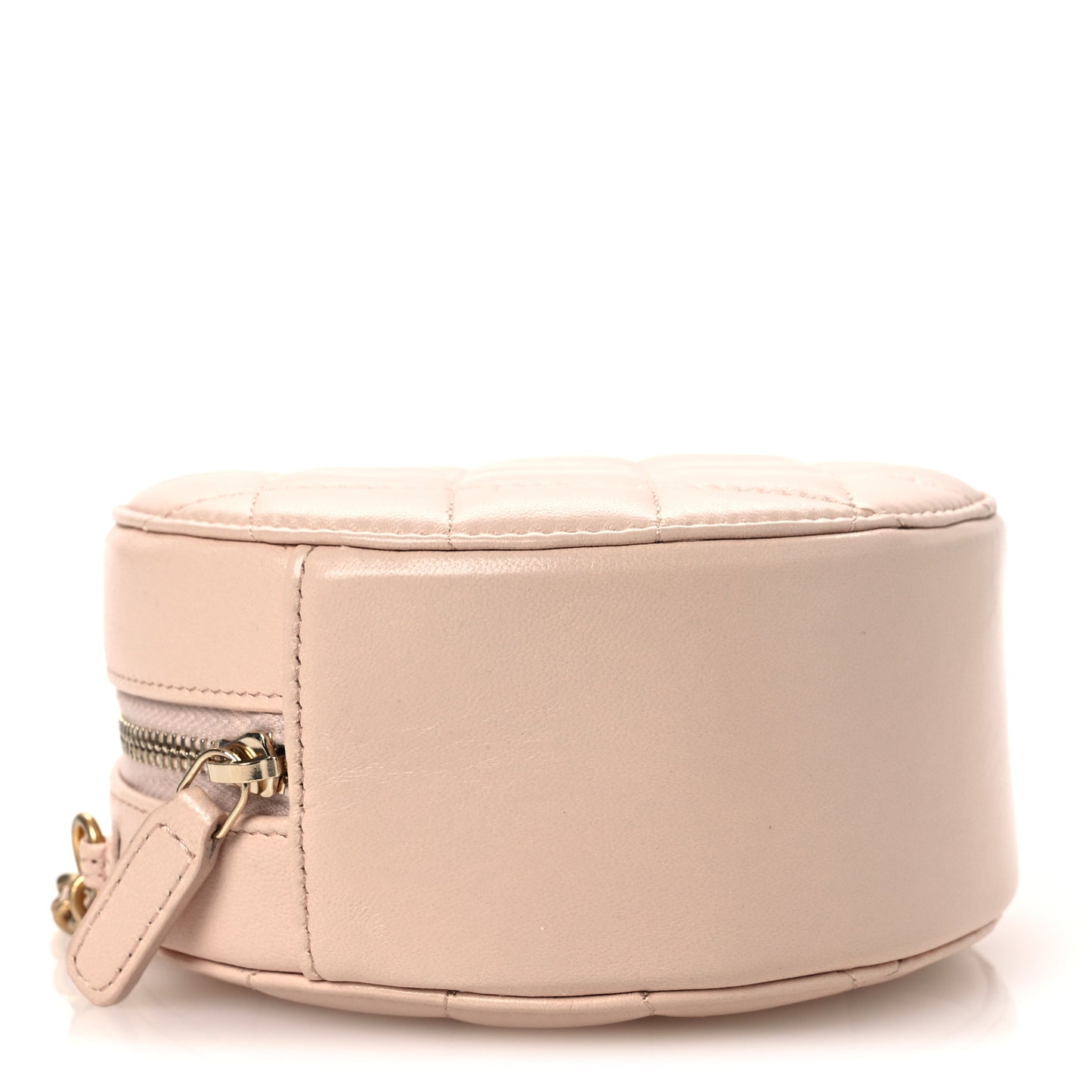 Lambskin Quilted Round Pearl Crush Clutch With Chain Pink