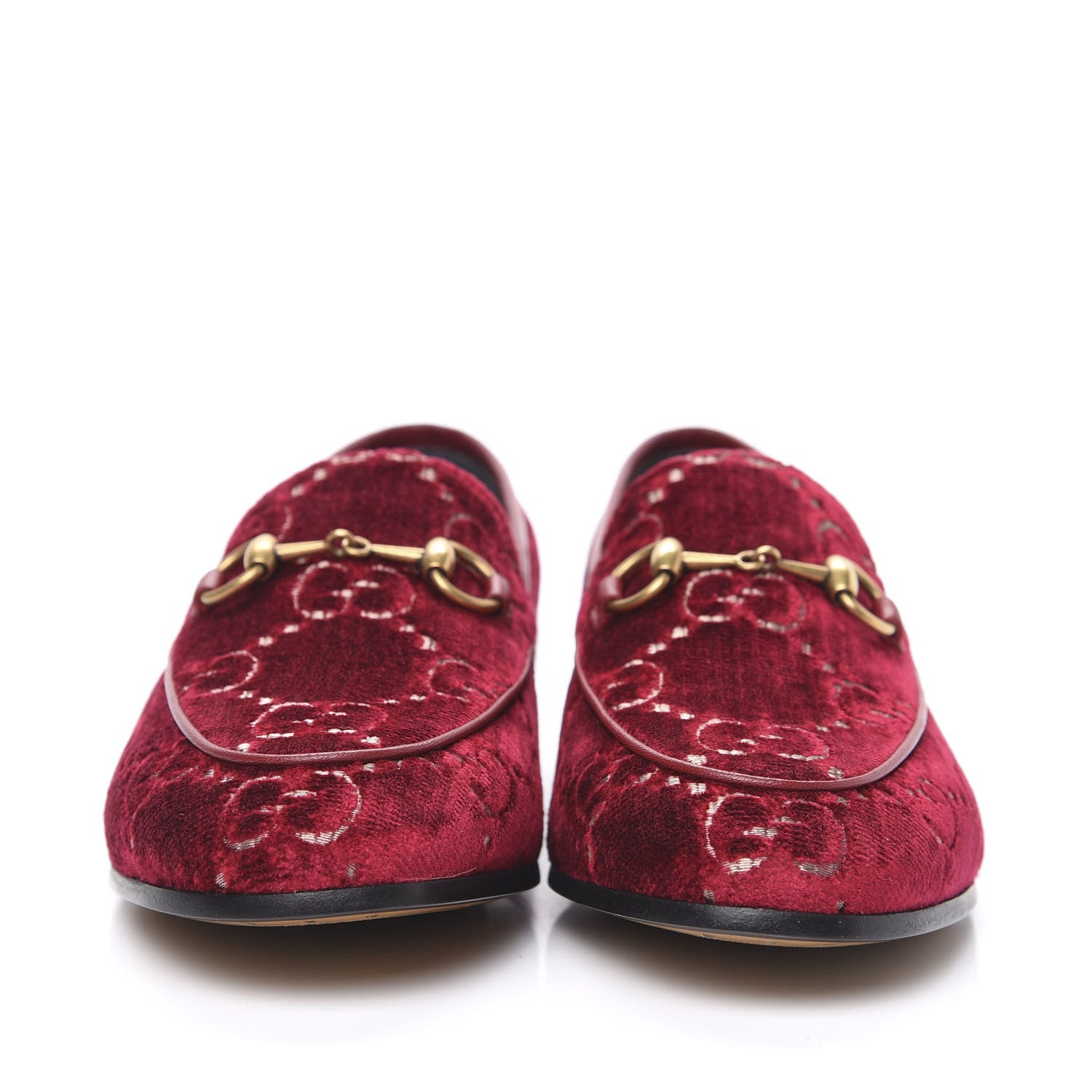 Gucci Velvet Malaga Kid GG Monogram Horsebit Womens Jordaan Loafers 37 Red Cipria Romantic Cerise 2 of 10