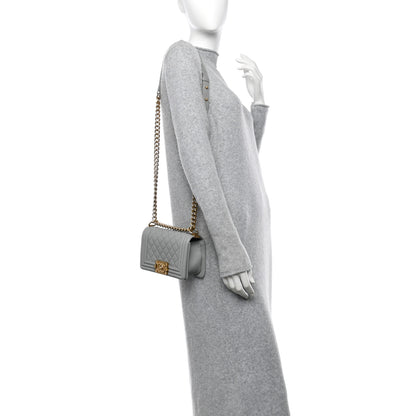 Chanel Caviar Quilted Small Boy Flap Light Grey 2 of 13