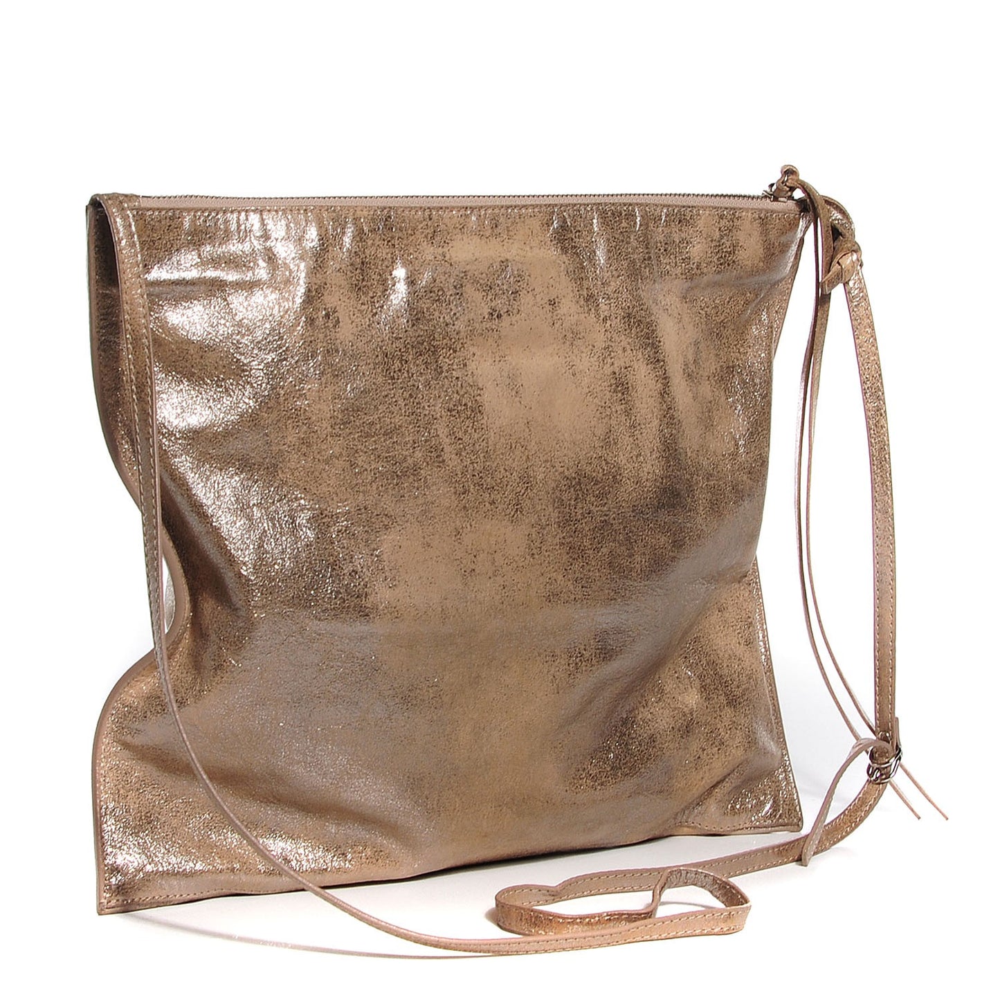Metallic Calfskin Milkyway Ligne Papier Messenger Beige