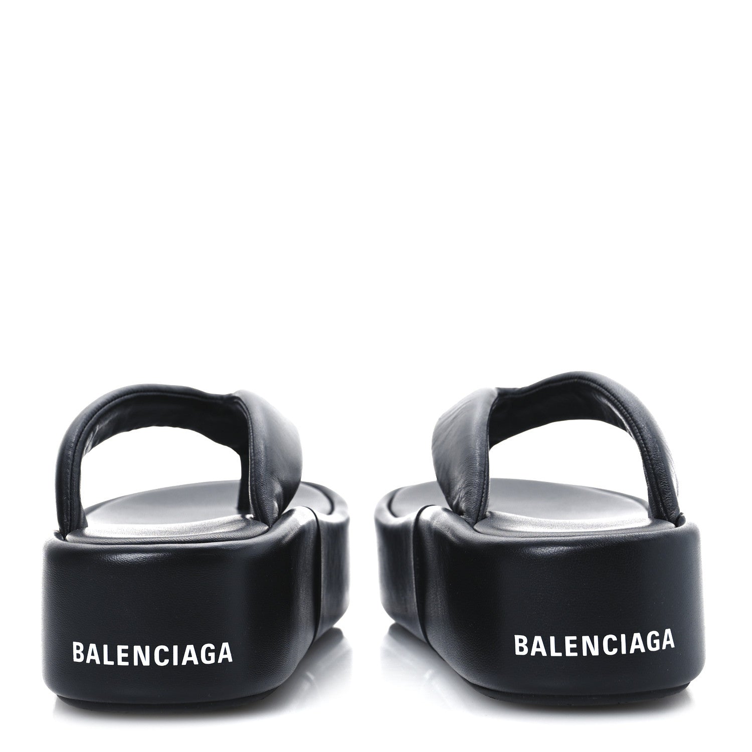 Balenciaga Smooth Nappa Logo Rise Thong Sandals 39 Black White 6 of 9