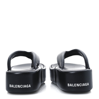 Balenciaga Smooth Nappa Logo Rise Thong Sandals 39 Black White 6 of 9