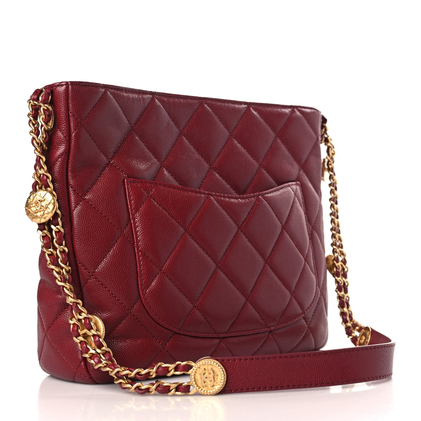 Caviar Quilted Twist Your Buttons Hobo Burgundy