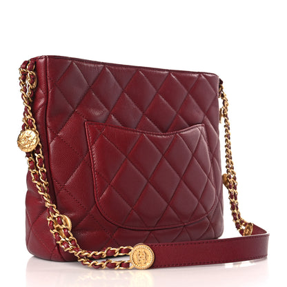 Chanel Caviar Quilted Twist Your Buttons Hobo Burgundy 3 of 9