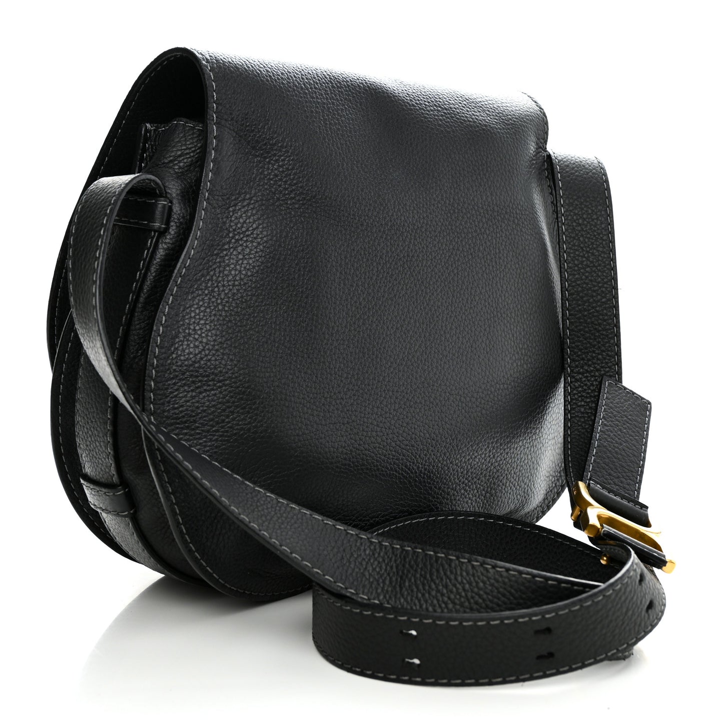 Calfskin Medium Marcie Round Crossbody Bag Black