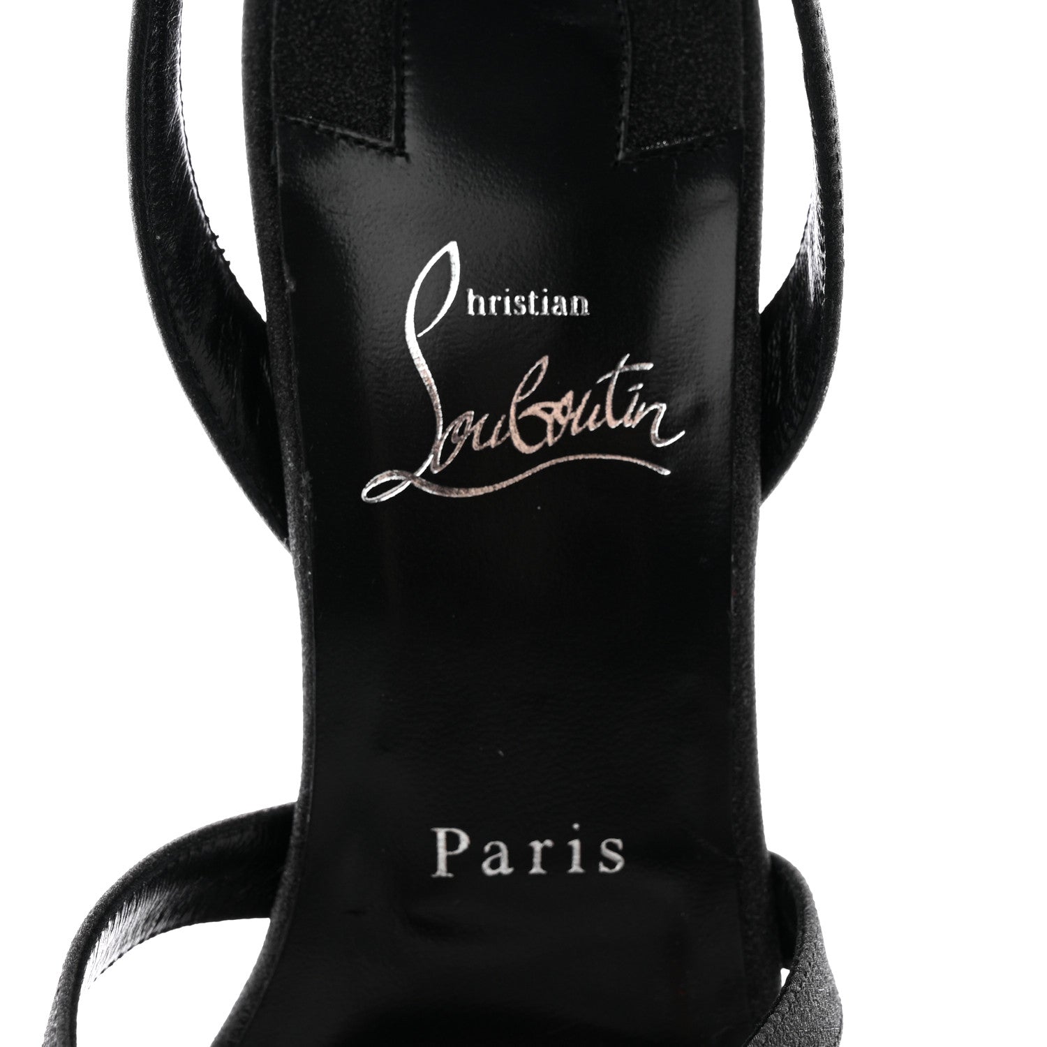 Christian Louboutin Glitter Calfskin Emilie 100 Slingback Sandals 39.5 Black 7 of 18