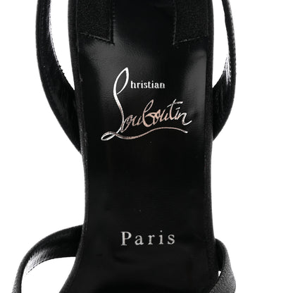 Christian Louboutin Glitter Calfskin Emilie 100 Slingback Sandals 39.5 Black 7 of 18