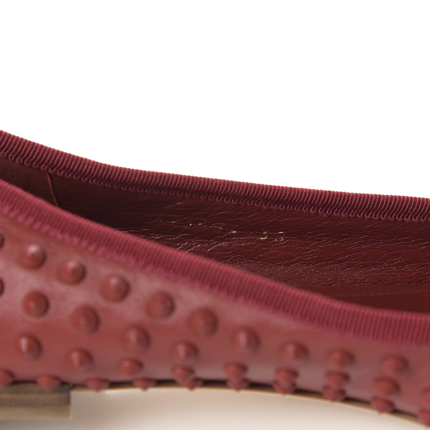 Calfskin Studded Ballerina Flats 38 Red