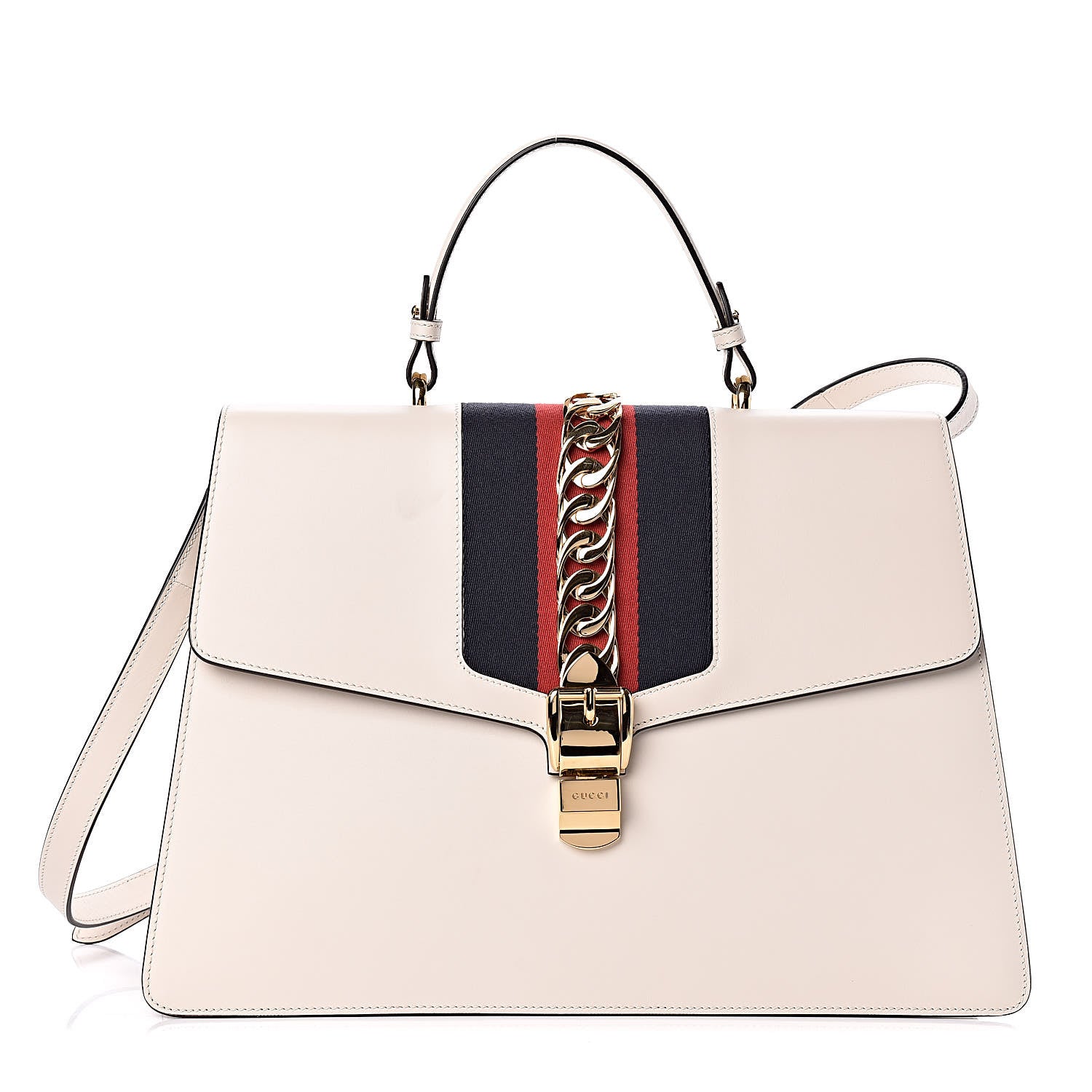 Gucci Calfskin Maxi Sylvie Top Handle Bag White 1 of 12