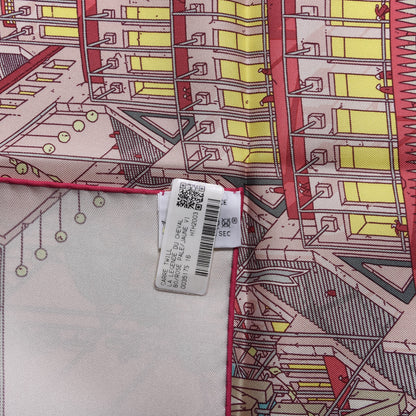 Hermes Silk La Legende Du Cheval A Plumes Scarf 90 Rose Pale Jaune Vif Turquoise 3 of 9