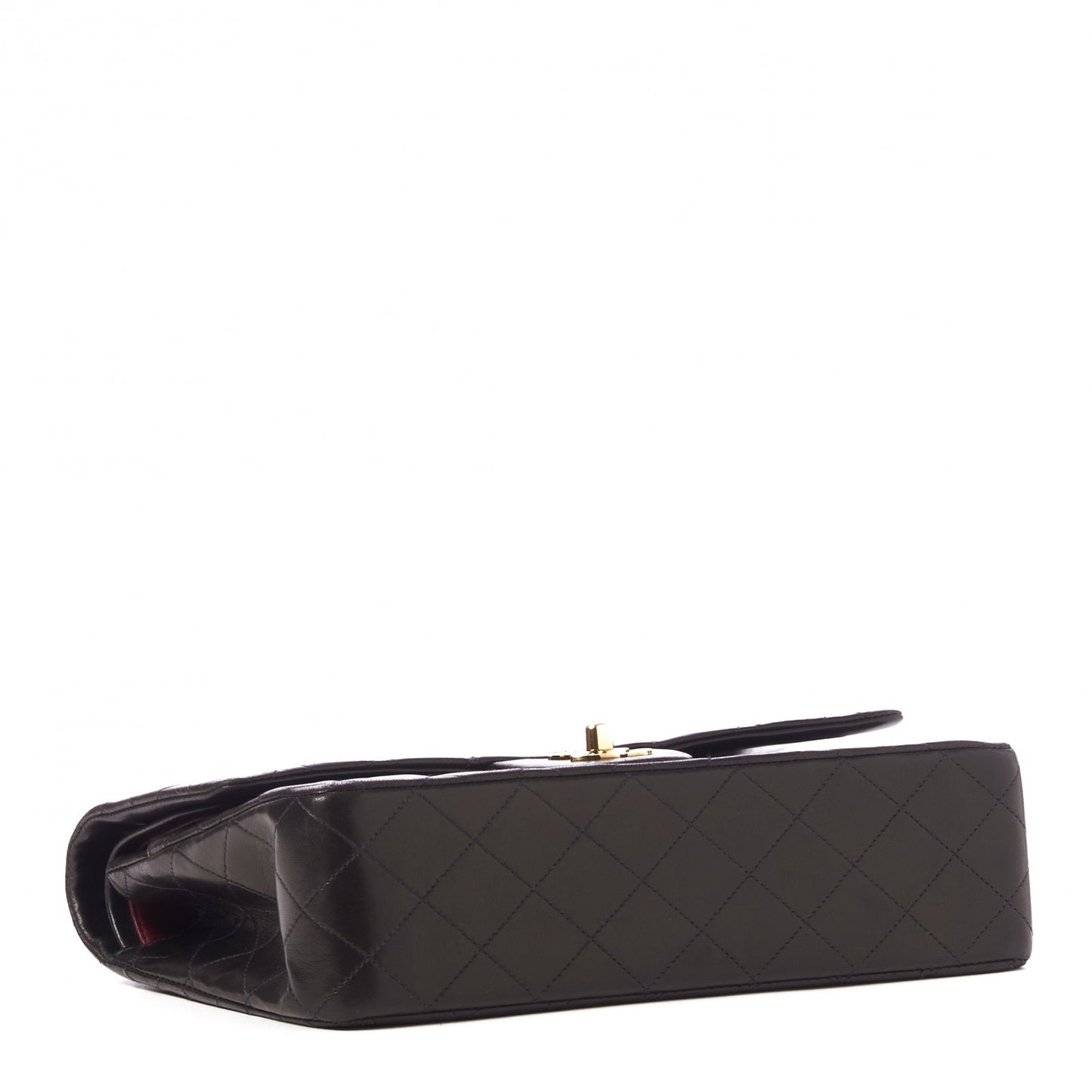 Lambskin Quilted Medium Double Flap Dark Brown