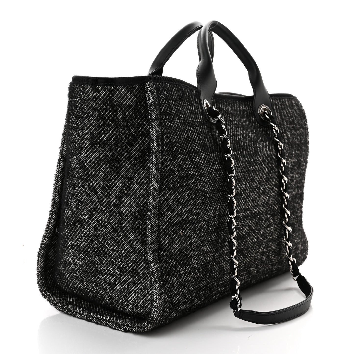 Mixed Fibers Calfskin Medium Deauville Tote Black