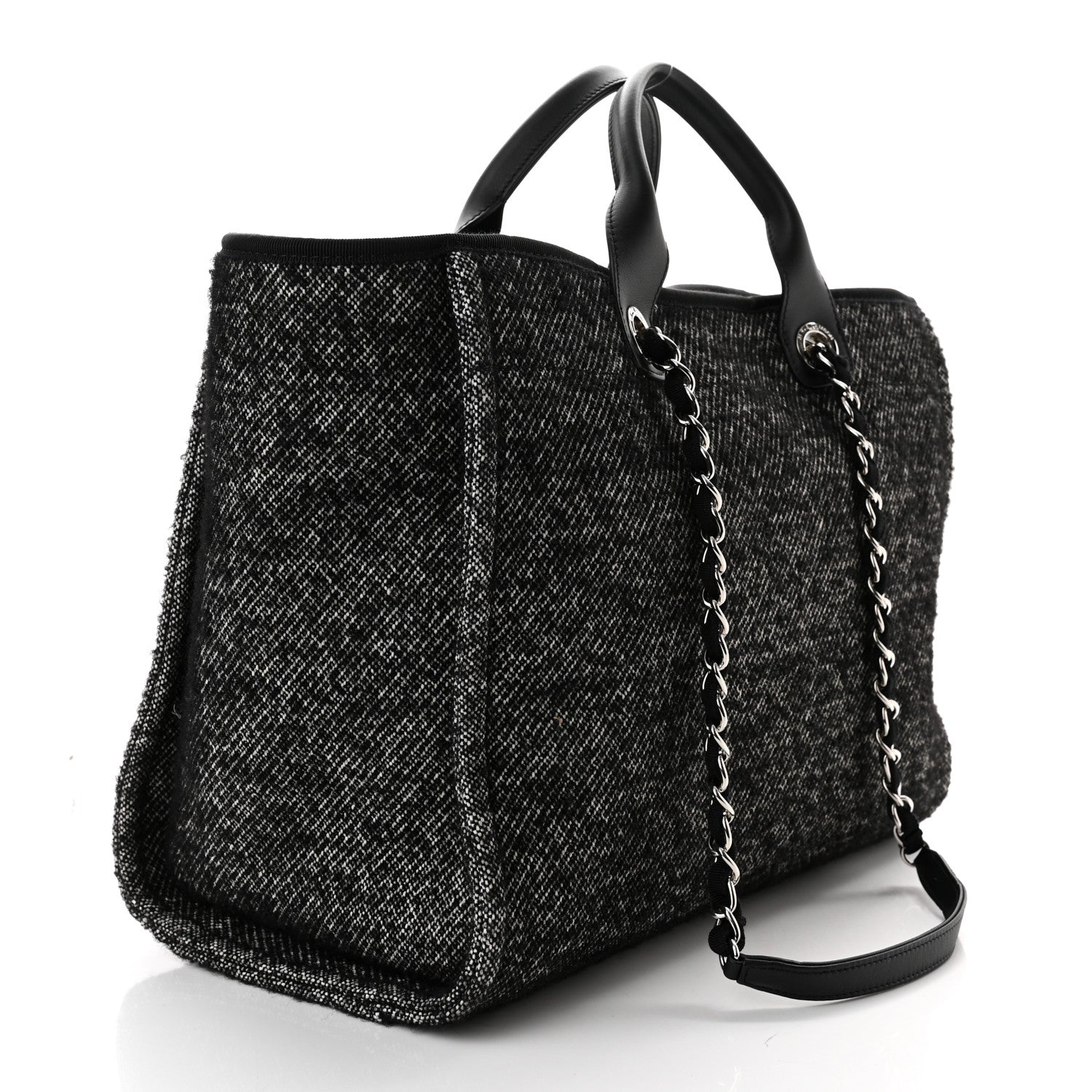 Chanel Mixed Fibers Calfskin Medium Deauville Tote Black 3 of 11