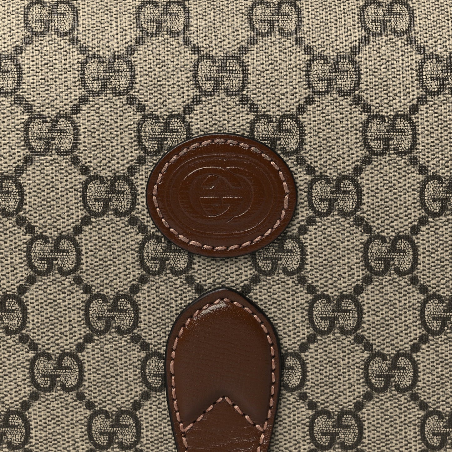 GG Supreme Monogram Azalea Calfskin Mini Retro Interlocking G Flap Shoulder Bag Beige Ebony Brown Sugar