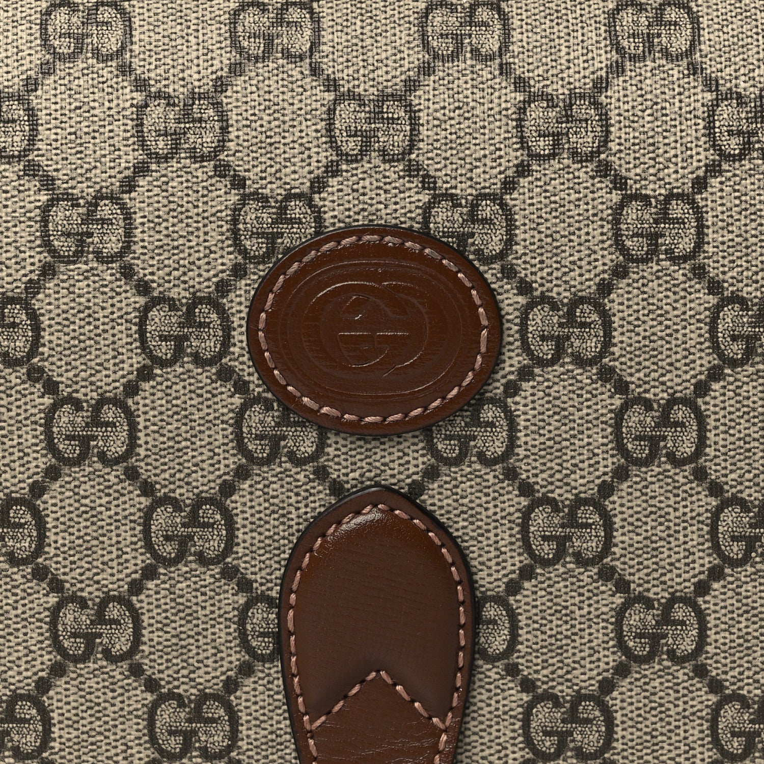 Gucci GG Supreme Monogram Azalea Calfskin Mini Retro Interlocking G Flap Shoulder Bag Beige Ebony Brown Sugar 9 of 11