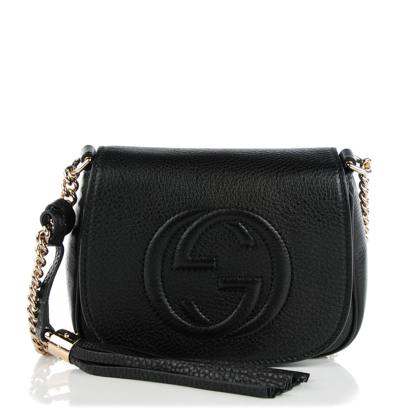 Pebbled Calfskin Small Soho Flap Crossbody Black