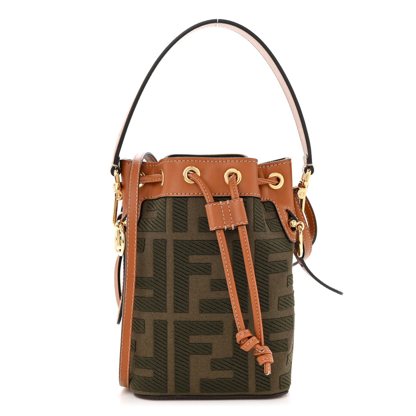 Canvas Vitello King F is Fendi FF Embroidered Mini Mon Tresor Bucket Bag Amazzonia Cuoio
