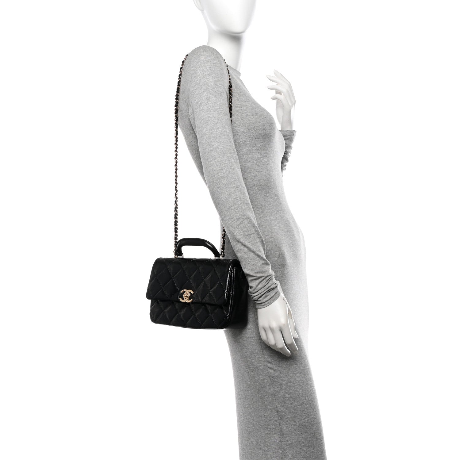 Chanel Shiny Lambskin Quilted Coco Trip Flap Bag Black 2 of 11