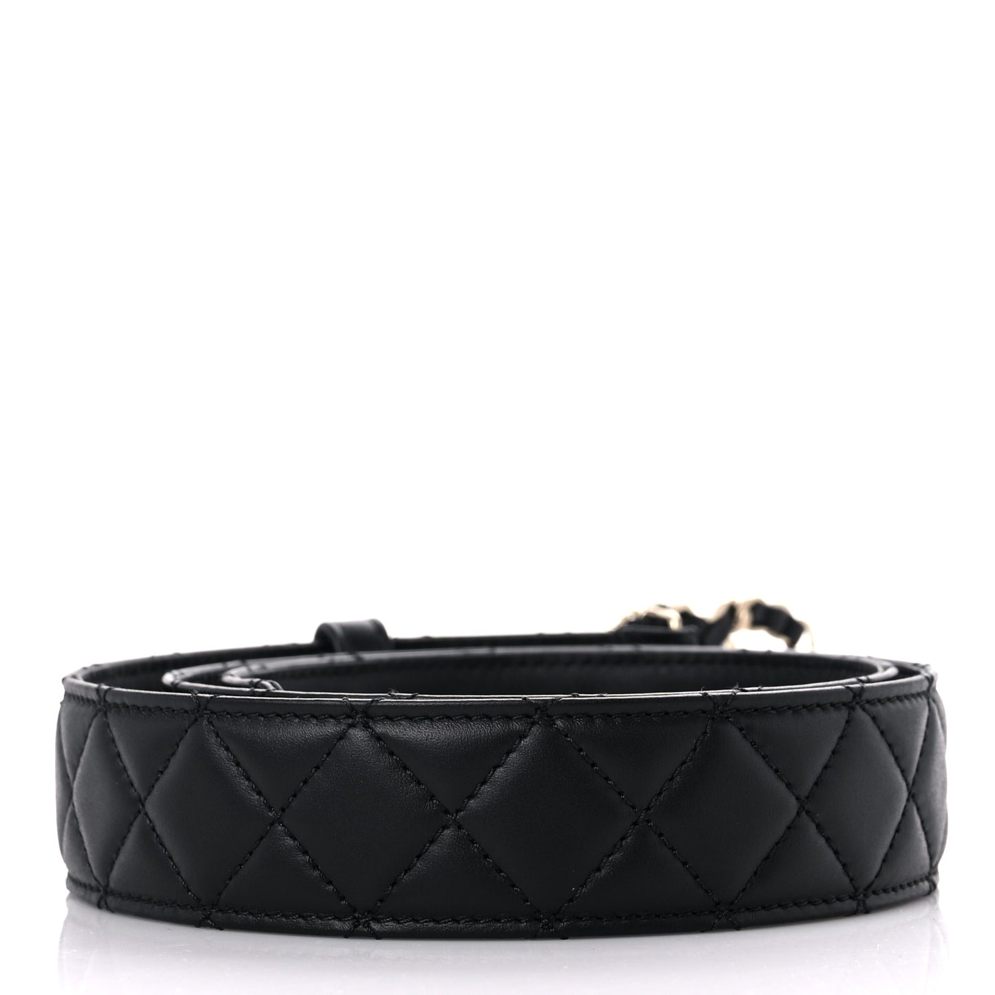Calfskin Quilted CC Chain Belt 85 Black