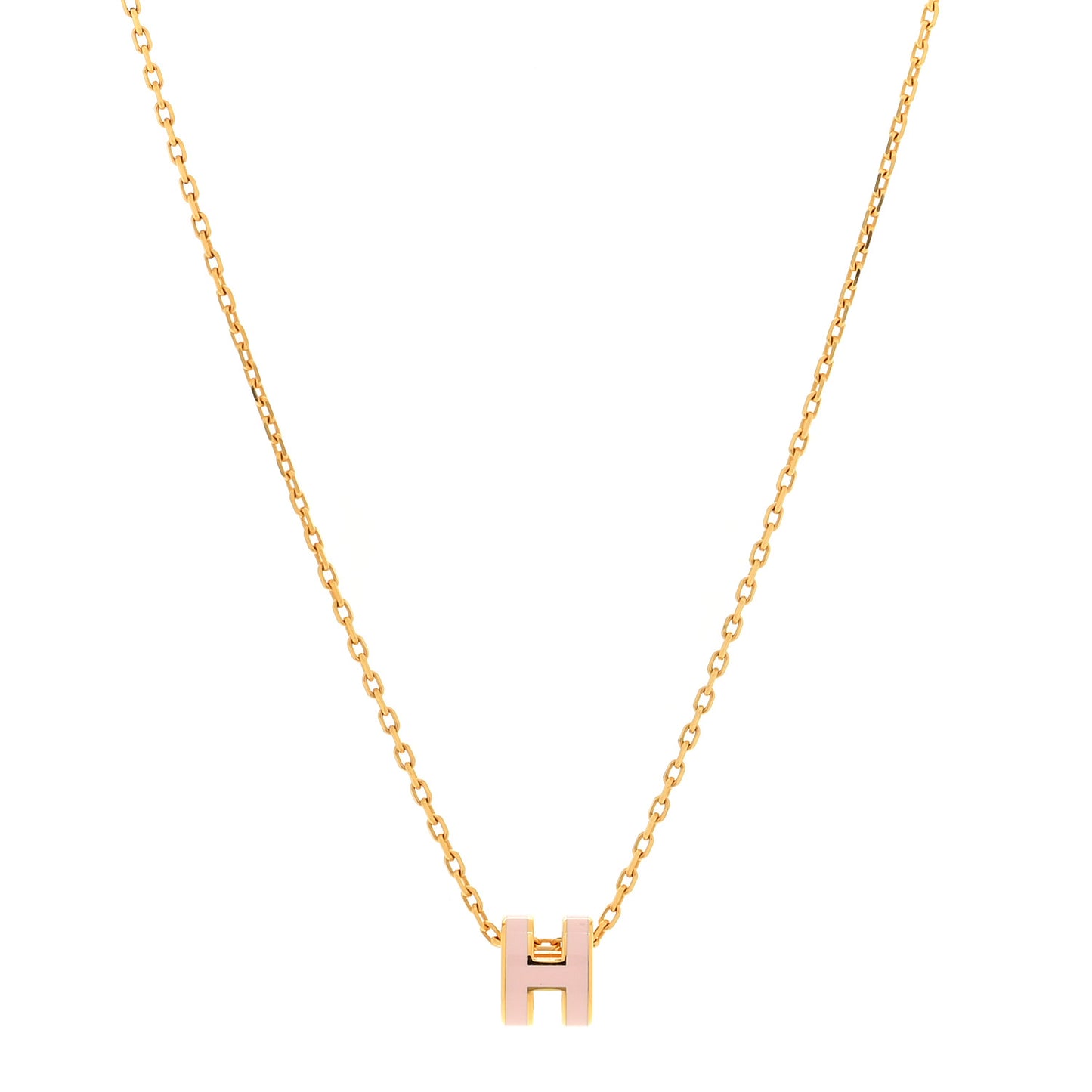 Lacquered Rose Gold Mini Pop H Pendant Necklace Rose Dragee
