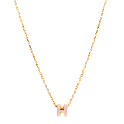 Hermes Lacquered Rose Gold Mini Pop H Pendant Necklace Rose Dragee 1 of 5