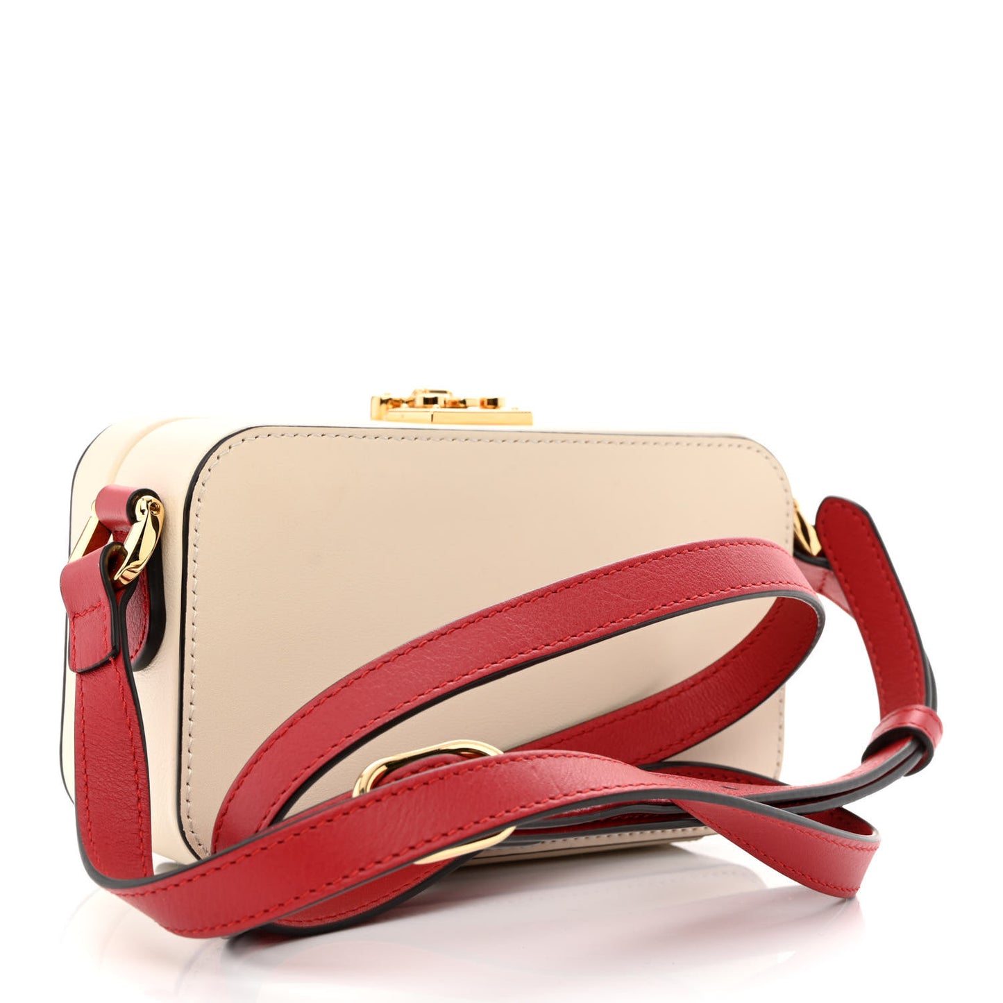Vitello Eclipse Mini Interlocking G Shoulder Bag Mystic White Hibiscus Red