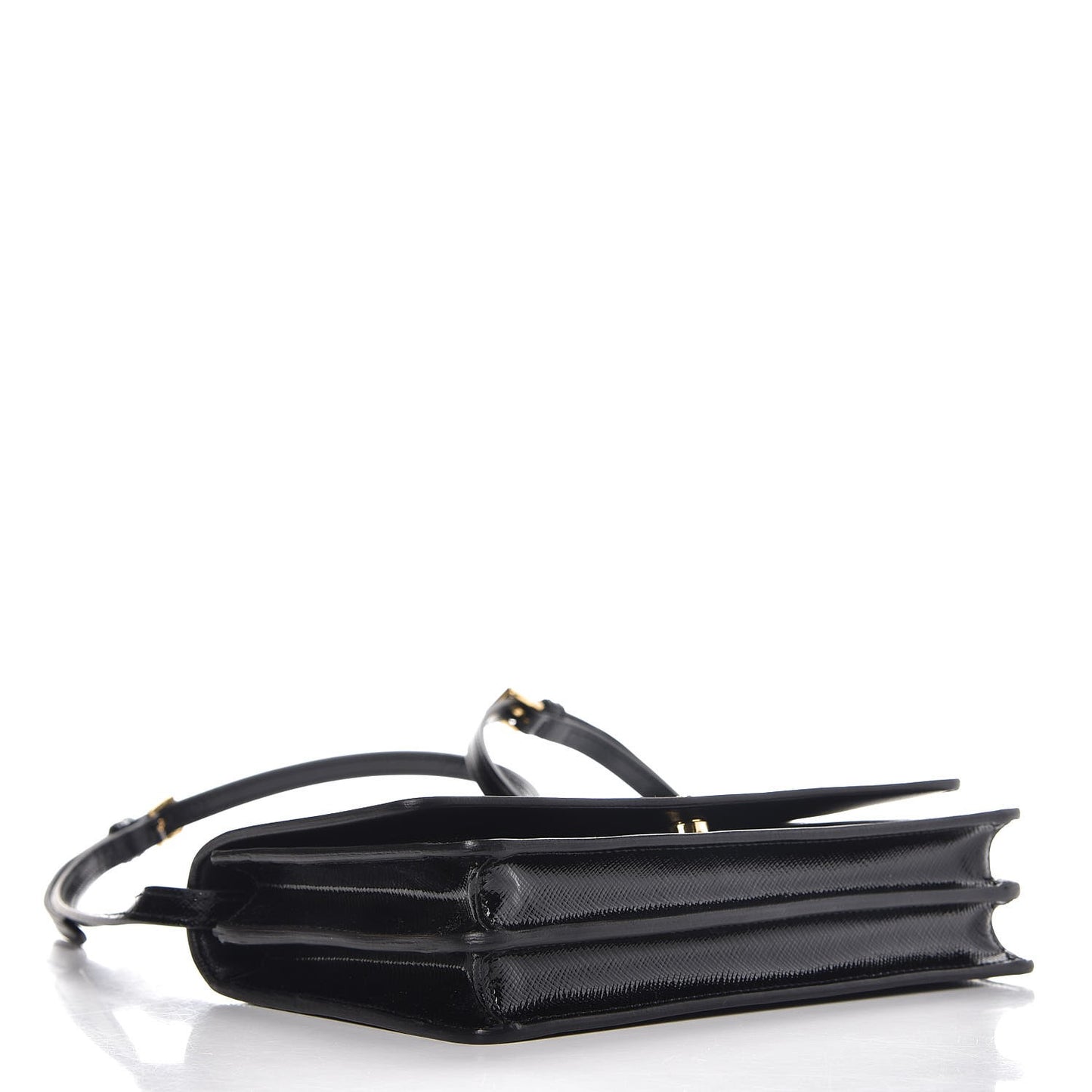 Saffiano Vernice Mini Crossbody Wallet Black