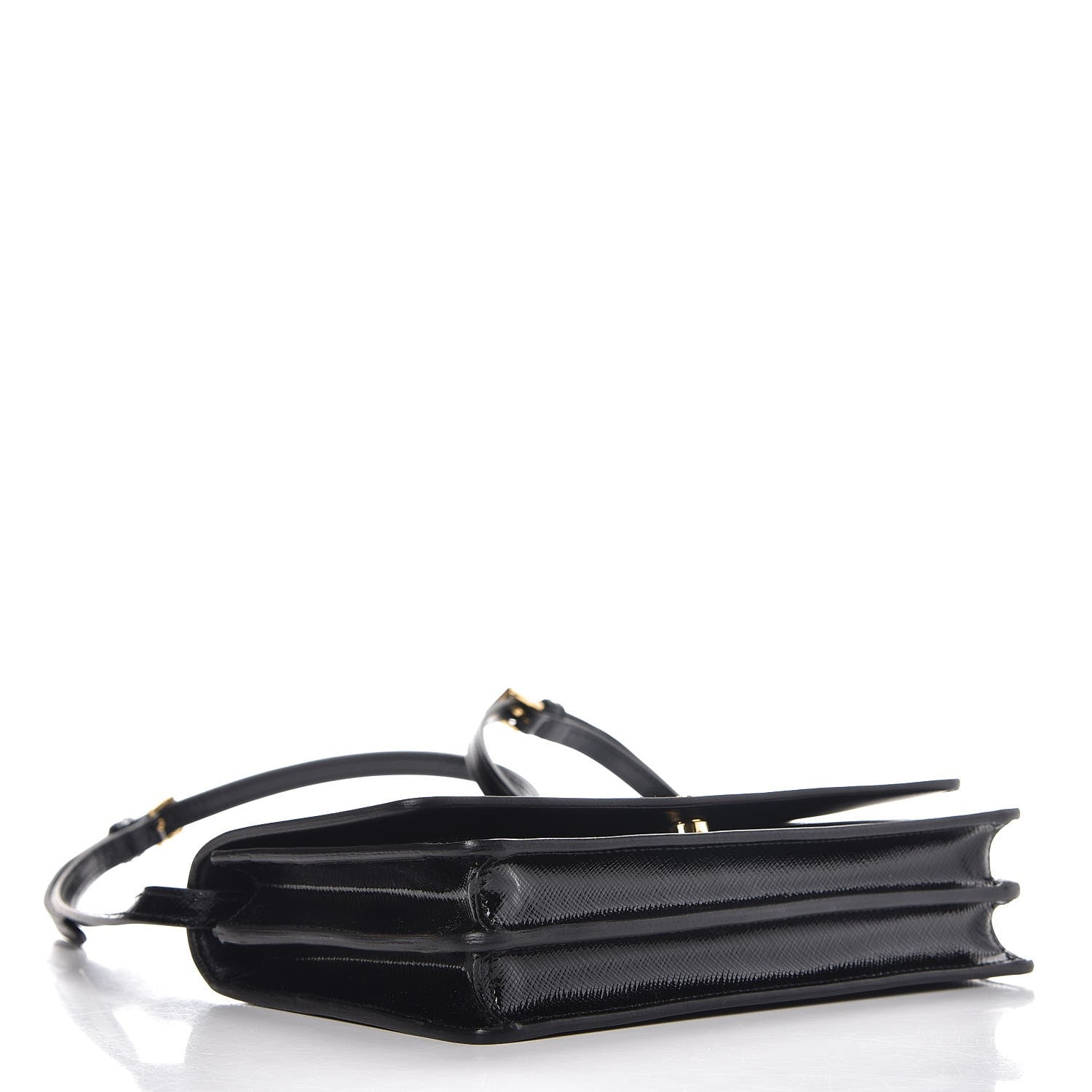 Prada Saffiano Vernice Mini Crossbody Wallet Black 4 of 8