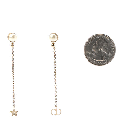 Christian Dior Pearl La Petite Tribale Dangle Chain Earrings Gold 2 of 4