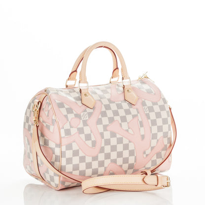 Louis Vuitton Damier Azur Tahitienne Speedy Bandouliere 30 Rose Ballerine 3 of 7