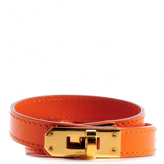 Tadelakt Leather Kelly Double Tour Bracelet Orange