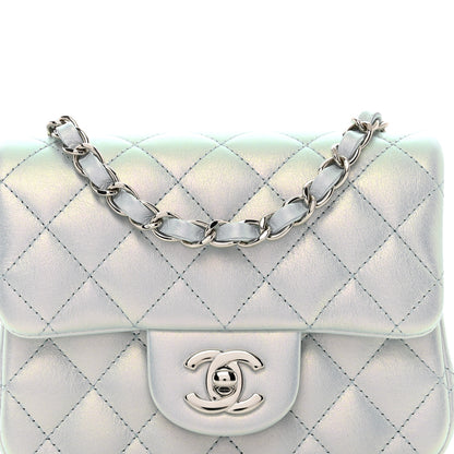 Chanel Iridescent Lambskin Quilted Mini Square Flap Light Blue 5 of 10