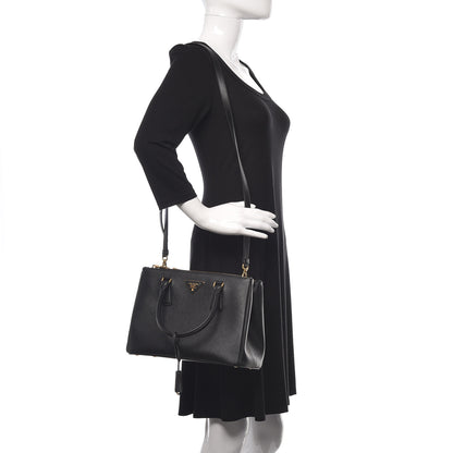 Prada Saffiano Small Galleria Double Zip Tote Black 2 of 12