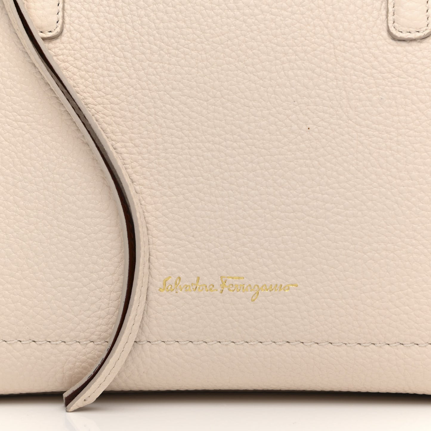 Hammered Calfskin Double Handle Small Amy Tote Bone Copper